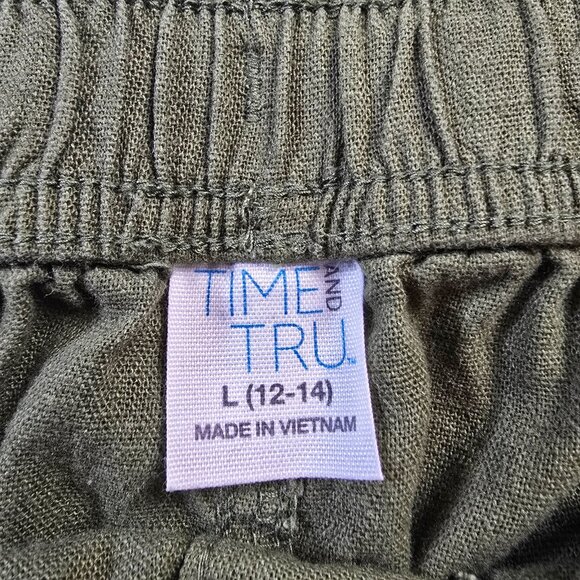 Time and Tru Linen Pants Womens Large 12-14 Olive Green Casual Straight Leg - Picture 7 of 11